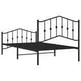 Metal Bed Frame without Mattress with Footboard Black 100x190cm