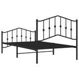 Metal Bed Frame without Mattress with Footboard Black 100x190cm