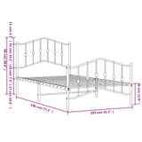 Metal Bed Frame without Mattress with Footboard Black 100x190cm