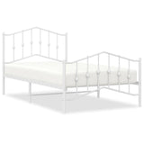 Metal Bed Frame without Mattress with Footboard White 100x190cm
