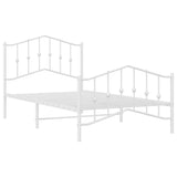 Metal Bed Frame without Mattress with Footboard White 100x190cm