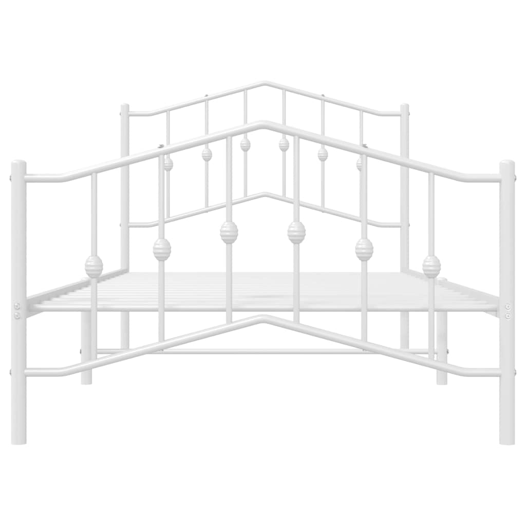 Metal Bed Frame without Mattress with Footboard White 100x190cm