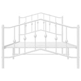 Metal Bed Frame without Mattress with Footboard White 100x190cm
