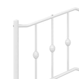 Metal Bed Frame without Mattress with Footboard White 100x190cm