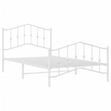 Metal Bed Frame without Mattress with Footboard White 107x203cm