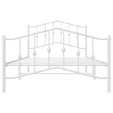 Metal Bed Frame without Mattress with Footboard White 107x203cm