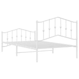 Metal Bed Frame without Mattress with Footboard White 107x203cm