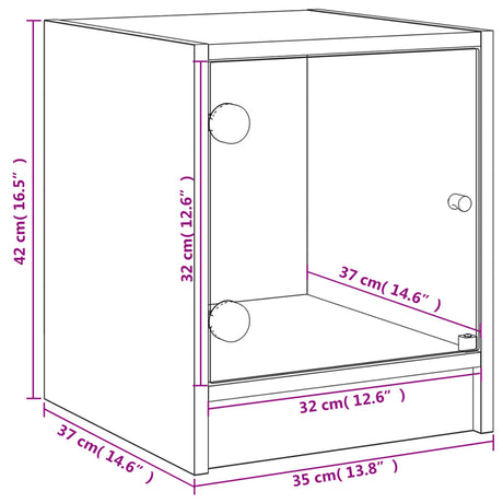 Bedside Cabinet With Glass Door 35X37X42 Cm