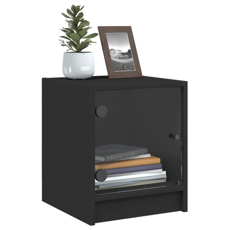 Bedside Cabinet With Glass Door 35X37X42 Cm