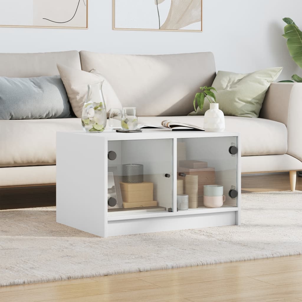 Coffee Table With Glass Doors 68X50X42 Cm