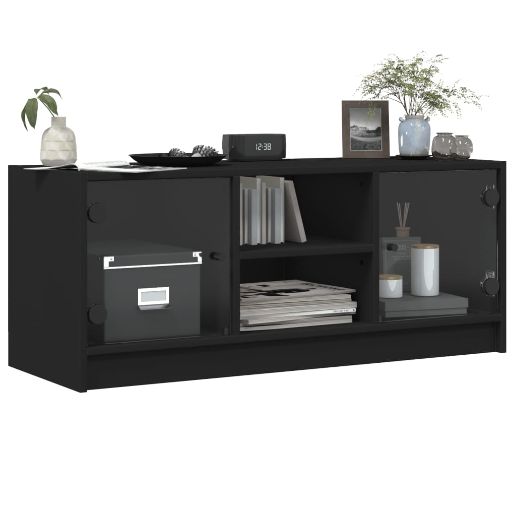 Tv Cabinet With Glass Doors 102X37X42 Cm