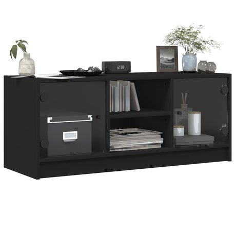 Tv Cabinet With Glass Doors 102X37X42 Cm