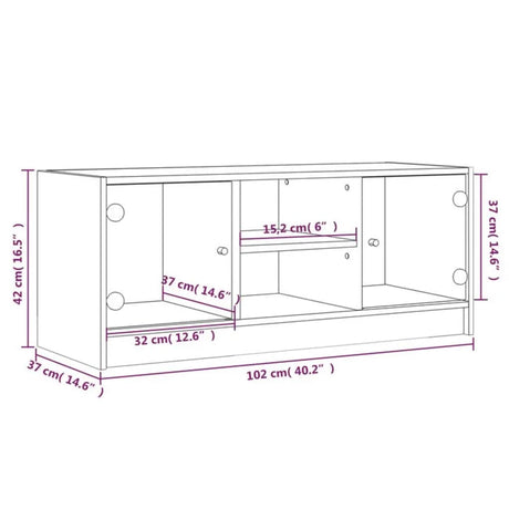 Tv Cabinet With Glass Doors 102X37X42 Cm