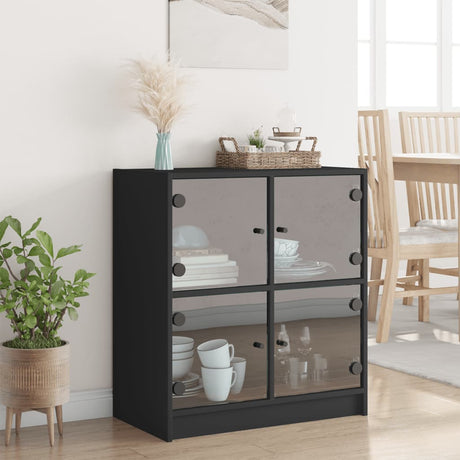 Side Cabinet With Glass Doors 68X37X75.5 Cm