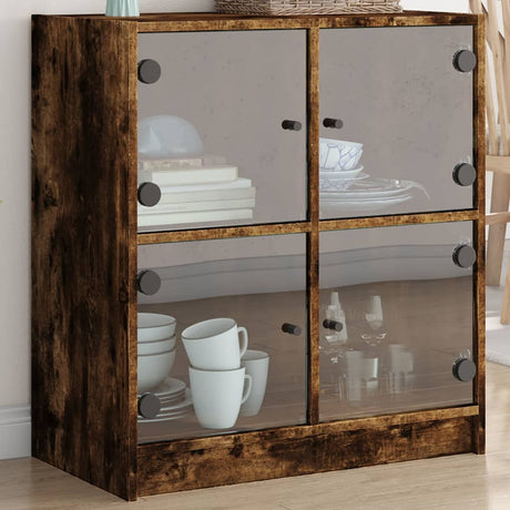 Side Cabinet With Glass Doors 68X37X75.5 Cm