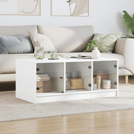 Coffee Table With Glass Doors 102X50X42 Cm