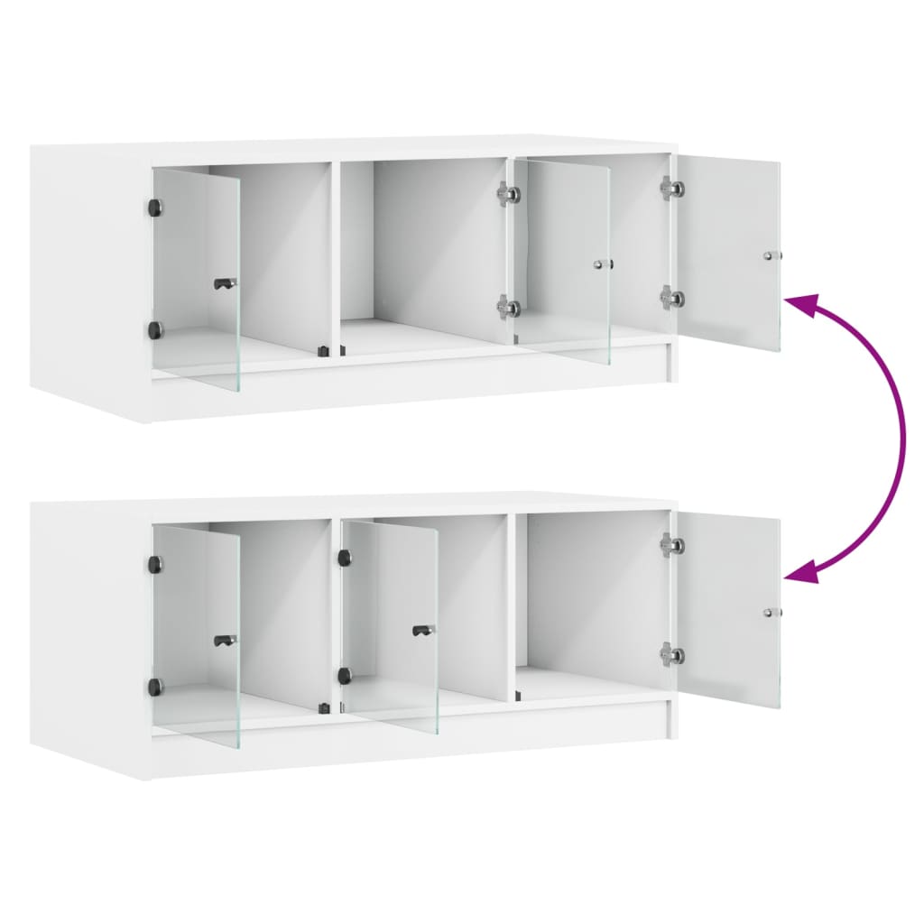 Coffee Table With Glass Doors 102X50X42 Cm