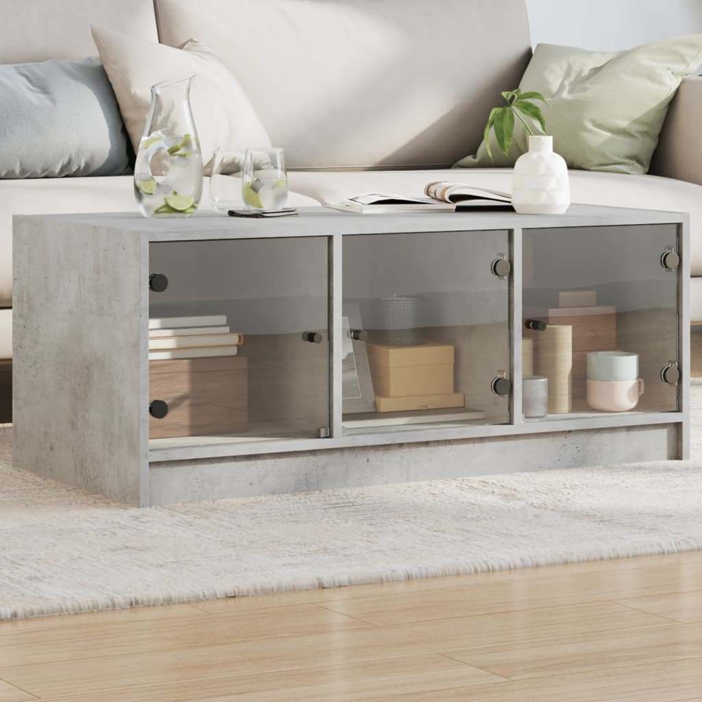 Coffee Table With Glass Doors 102X50X42 Cm