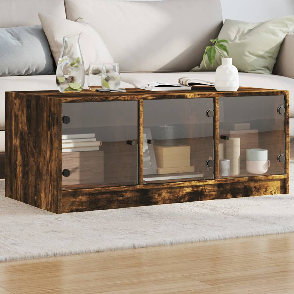 Coffee Table With Glass Doors 102X50X42 Cm