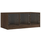 Coffee Table with Glass Doors Brown Oak 102x50x42 cm