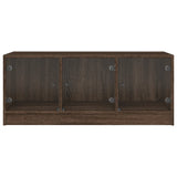 Coffee Table with Glass Doors Brown Oak 102x50x42 cm
