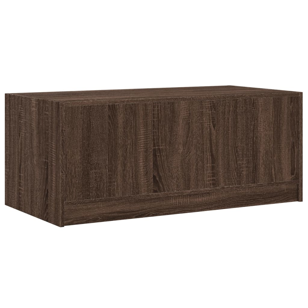 Coffee Table with Glass Doors Brown Oak 102x50x42 cm