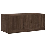 Coffee Table with Glass Doors Brown Oak 102x50x42 cm
