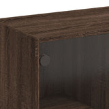Coffee Table with Glass Doors Brown Oak 102x50x42 cm