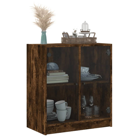 Side Cabinet With Glass Doors 68X37X75.5 Cm
