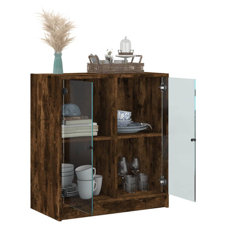 Side Cabinet With Glass Doors 68X37X75.5 Cm