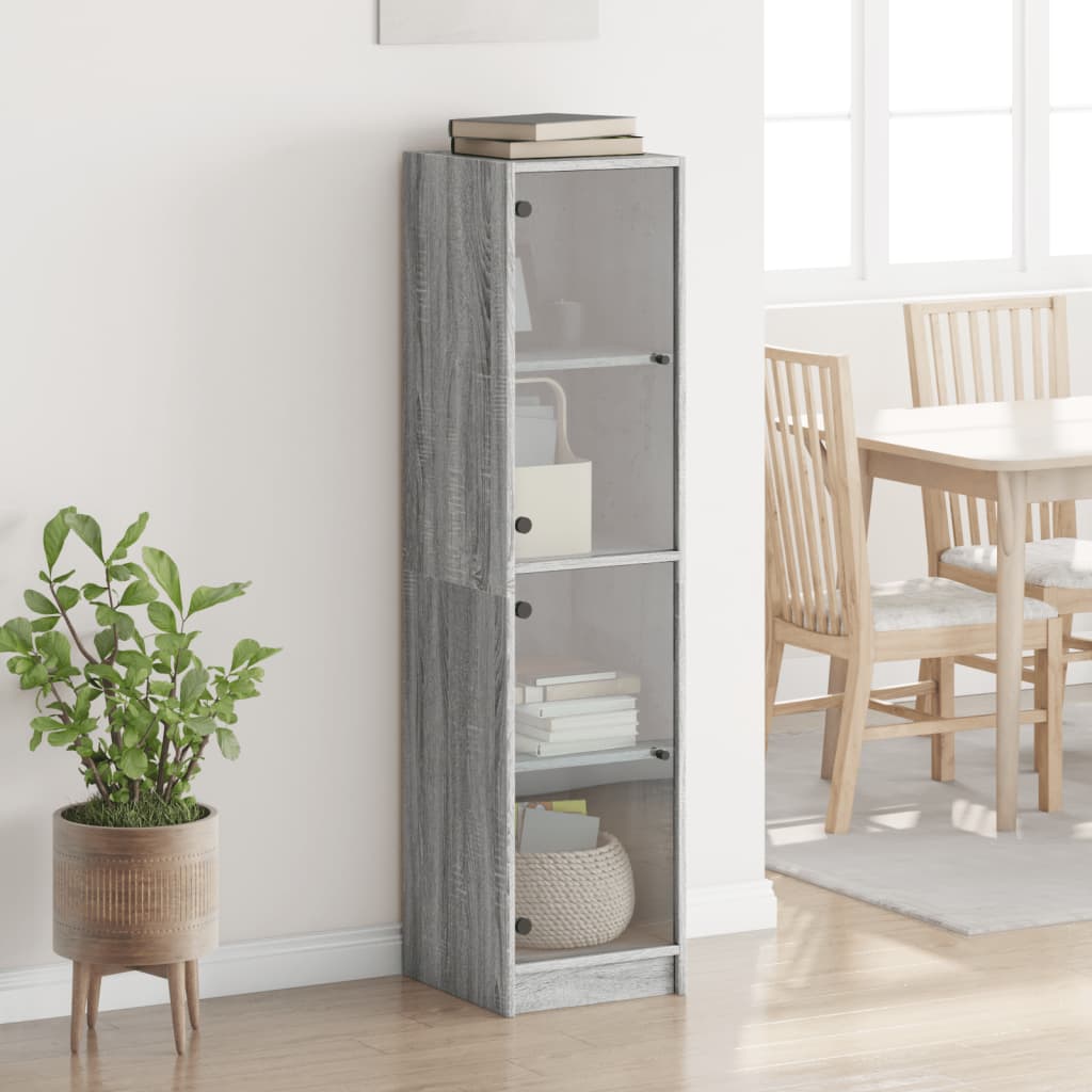 Highboard With Glass Doors 35X37X142 Cm