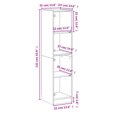 Highboard With Glass Doors 35X37X142 Cm