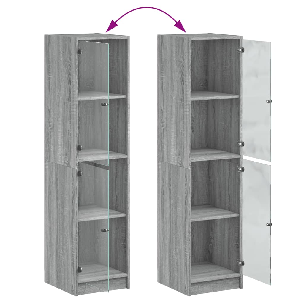 Highboard With Glass Doors 35X37X142 Cm