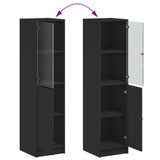 Highboard with Glass Door Black 35x37x142 cm