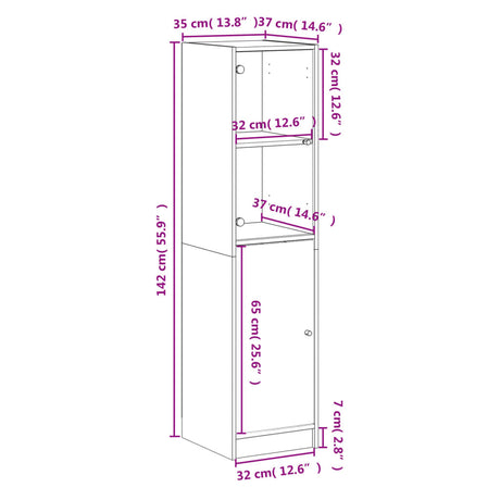 Highboard With Glass Door 35X37X142 Cm