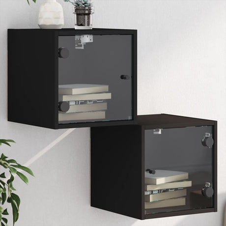 Bedside Cabinet With Glass Door 35X37X35 Cm