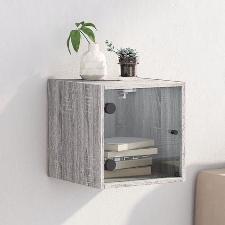 Bedside Cabinet With Glass Door 35X37X35 Cm