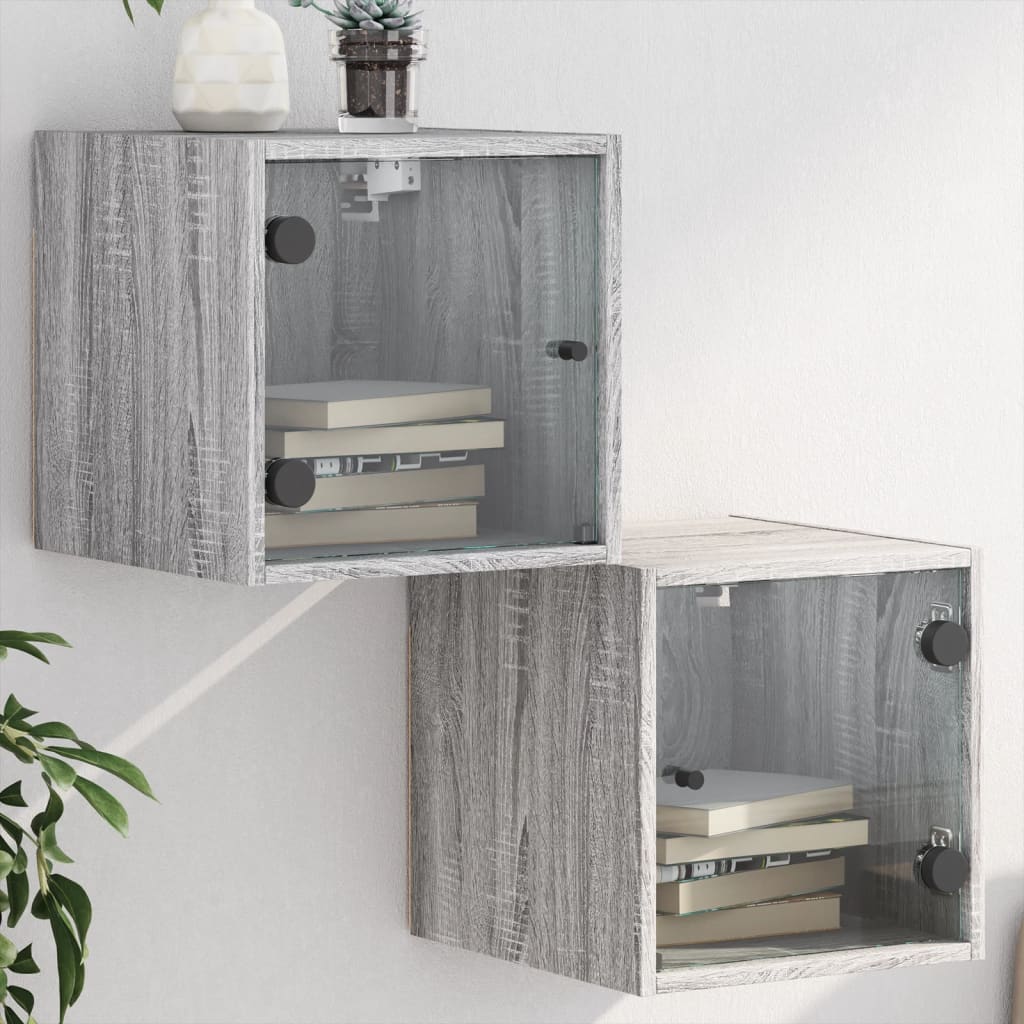 Bedside Cabinet With Glass Door 35X37X35 Cm