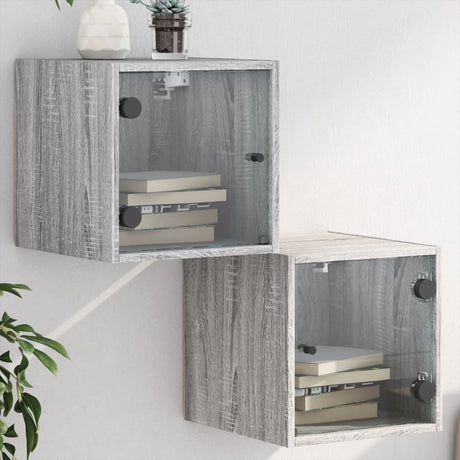 Bedside Cabinet With Glass Door 35X37X35 Cm