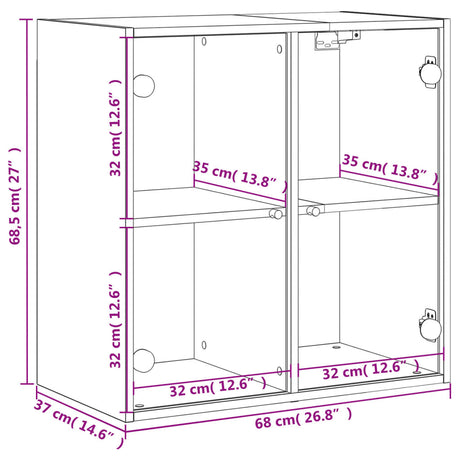 Wall Cabinet With Glass Doors 68X37X68.5 Cm