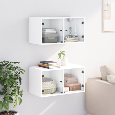 Wall Cabinets With Glass Doors 2 Pcs 68.5X37X35 Cm