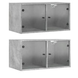 Wall Cabinets With Glass Doors 2 Pcs 68.5X37X35 Cm