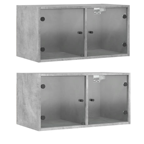 Wall Cabinets With Glass Doors 2 Pcs 68.5X37X35 Cm