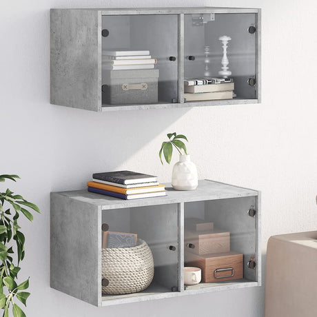 Wall Cabinets With Glass Doors 2 Pcs 68.5X37X35 Cm