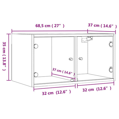 Wall Cabinet With Glass Doors 68.5X37X35 Cm