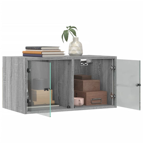 Wall Cabinet With Glass Doors 68.5X37X35 Cm