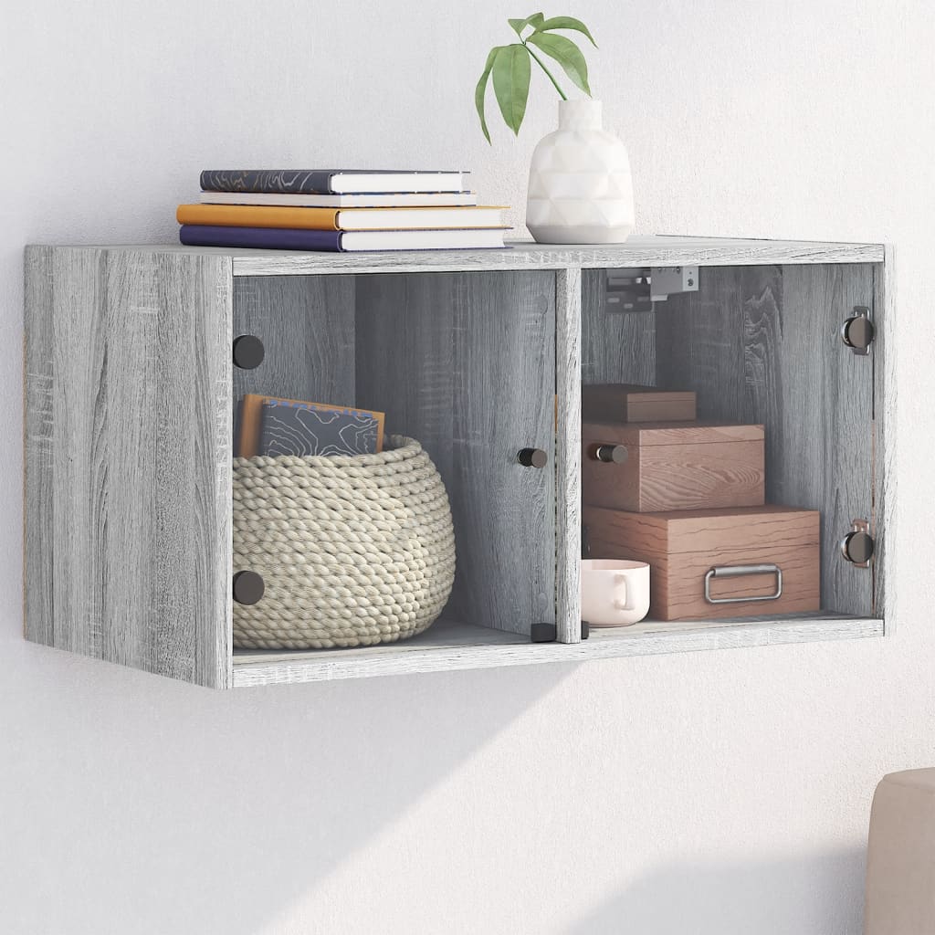 Wall Cabinet With Glass Doors 68.5X37X35 Cm