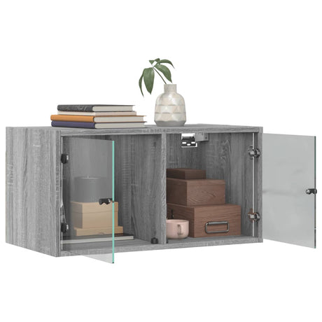 Wall Cabinets With Glass Doors 2 Pcs 68.5X37X35 Cm