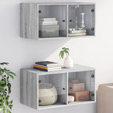 Wall Cabinets With Glass Doors 2 Pcs 68.5X37X35 Cm