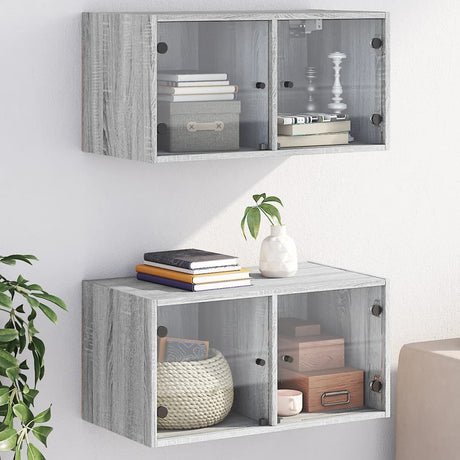 Wall Cabinets With Glass Doors 2 Pcs 68.5X37X35 Cm